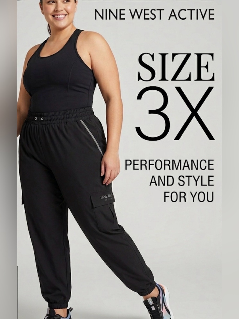 Nine West Active Women’s Plus Size 3X Black Cargo Pants (A680)